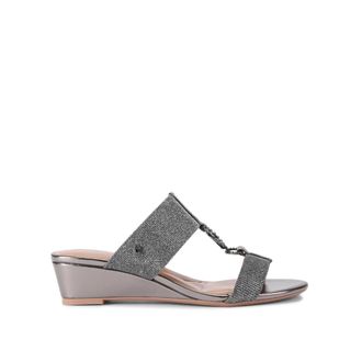 Carvela Womens Arletta Mid Wedge Heels - Dark Grey Fabric - Size UK 9