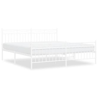 Berkfield Home Metal Bed Frame with Headboard & Footboard White 183x213 cm