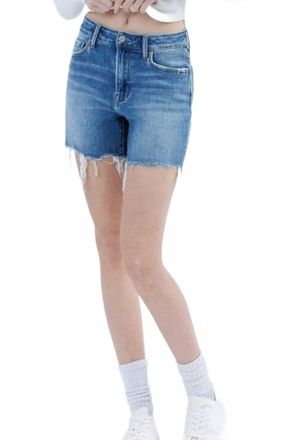 Flying Monkey Open Minded High Rise Boyfriend Shorts In Blue