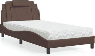 vidaXL Cama Con Colch&oacute;n Cuero Sint&eacute;tico Marr&oacute;n 100x200 Cm Vidaxl