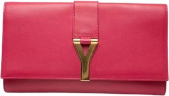 Saint Laurent Pre-owned Clutches, female, Pink, Size: ONE SIZE Pre-owned Leather Clutch