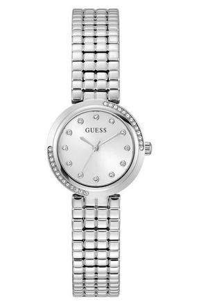 Guess Clara Bracelet Watch, 28mm in White/silver at Nordstrom