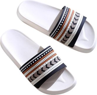 Generic Home Bathroom Non-slip Slippers for Womens Worn Outside with Soft-soled Indoor Slippers(02 - Black belt on white,42-43)