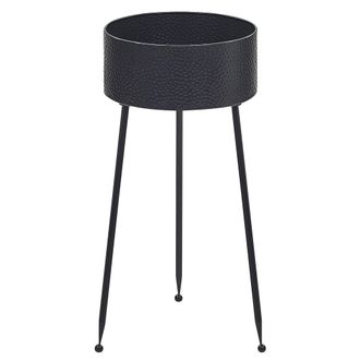 Beliani Soporte Para Plantas Hierro Negro 29 X 26 X 50 Cm Metal Para Interiores Y Exteriores Industrial Moderna Resistente A Rayos Uv Patas Tr&iacute;pode Leika