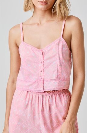Florence By Mills Front Button Crop Tank in Gorgia Peach Floral at Nordstrom, Size Xx-Large