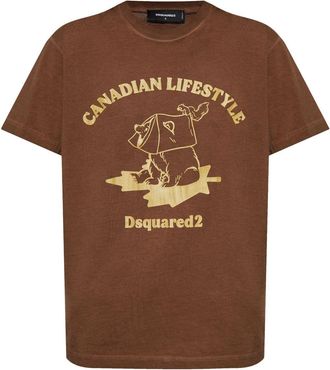 Dsquared2 Katoenen T-shirt - Bruin