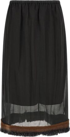 Tela Ophelia Skirt - Dames - Midirokken - Zwart - S - Wol - Rokken
