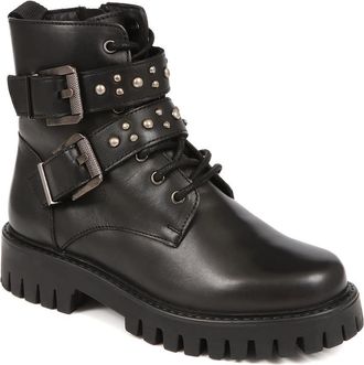 Jones Bootmaker Womens Leather Studded Biker Boots - Black - Size UK 5