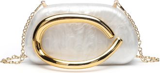 Generic Women s Fashion Metal Decorative Small Box Hand-held Dinner Bag with Shoulder Crossbody Carry Acrylic PU Made