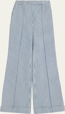 Adam Lippes Deeda Striped Twill Wide-Leg Pants