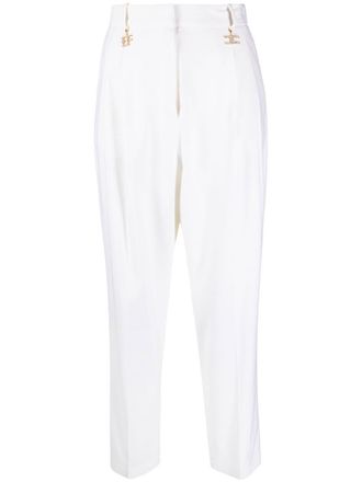 Elisabetta Franchi crystal-embellished tapered trousers - Neutrals