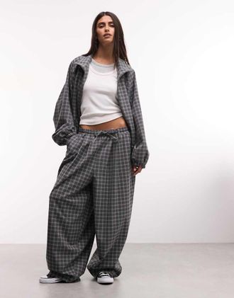 Collusion pantalone sartoriale XL a palloncino a quadri in coordinato-Grigio
