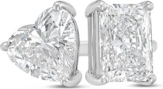 Diana M. Jewels Platinum 12ct Lab Grown Radiant & Heart Diamond Two-Stone Ring
