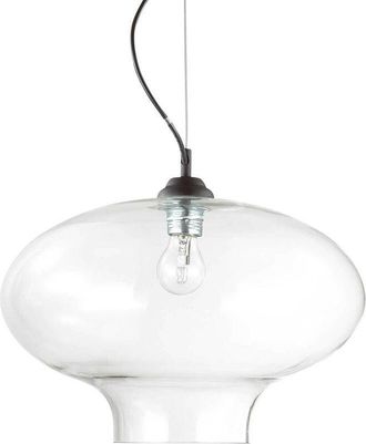 Ideal Lux Ideal Lux - Bistro - 1 Light Dome Ceiling Pendant Black Clear Blown Glass Round, E27