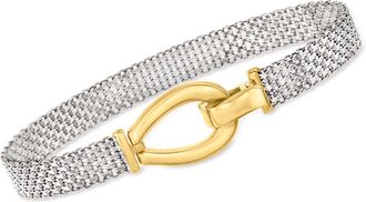 Ross-Simons Two-Tone Sterling Silver Bismark-Link Bracelet