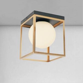 Trade Shop Trade Shop - Copy Of Plafoniera Da Soffitto In Metallo Oro Bianco Con Luce Lampada Attacco E27 32651