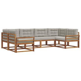 vidaXL Conjunto De Sof&aacute;s De Exterior 6 Pcs Gris Natural Y Claro Vidaxl