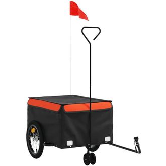 vidaXL Vidaxl - Remolque Para Bicicleta Hierro Negro Y Naranja 45 Kg