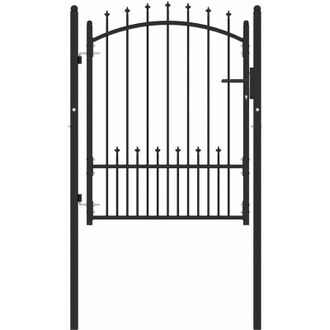 vidaXL Puerta De Cerca Con Picos Con Cerradura Negro 100 X 125 Cm Vidaxl