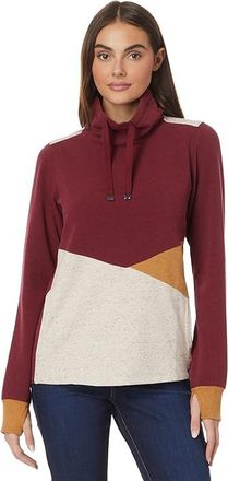 L.L.Bean Cozy Color-Block Sweatshirt Womens Clothing Deep Rosewood Heather/Gray Birch Heather : LG, Cotton/Polyester/Spandex