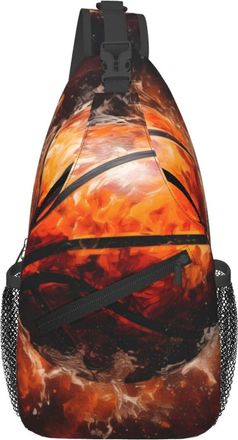 Generic Fire Basketball Shoulder Bag Trendy Sling Bag Anti Theft Backpack For Workout Sports Runner