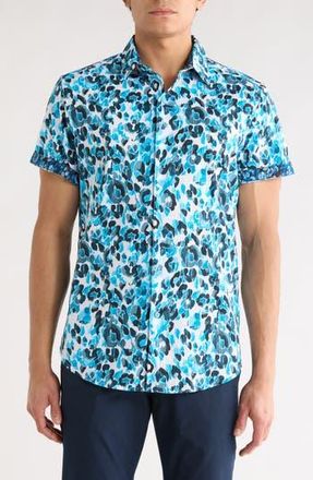 Robert Graham Pantanal Short Sleeve Woven Button-Up Shirt in Blue at Nordstrom Rack, Size Xxx-Large
