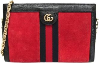 Gucci Pre-owned Cross Body Bags, female, Red, Size: ONE SIZE Pre-owned Suede Cross Body Bag