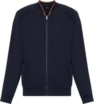 Paul Smith Artist Stripe-trim Ritssluiting Jas - Heren - Bomber jackets - Blauw - XL - Katoen - Jassen
