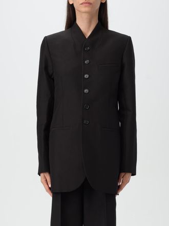 Coperni Womens Mandarin Collar Blazer Relaxed Fit - Black Wool - Size Medium