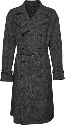 Dolce & Gabbana Grijze Wol Double-Breasted Jas - Heren - Jas met riem - Grijs - L - Wol - Jassen