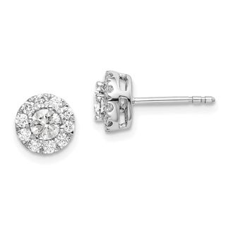 Diamond2Deal 14K White Gold 3/4 ct Lab Grown Diamond Round Halo Stud Earrings VS Clarity, G-H Color