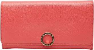 Bulgari Pink Leather Long Wallet (Bi-Fold) (Pre-Owned)