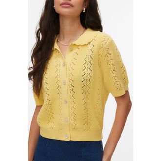 Vero Moda Daria Pointelle Cardigan in Golden Haze at Nordstrom Rack, Size X-Small