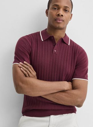 Le 31 Mens Wide-rib knit Polo Shirt