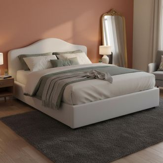 Dmora Dmora - Cama Matrimonial Dabda, Cama Contenedor Con Revestimiento De Tela, 100% Made In Italy, Apertura Frontal, Con Colch&oacute;n De Cm 160x190 Incluido, B
