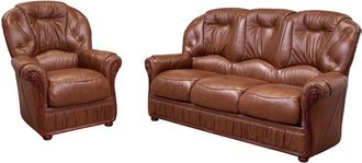 VENTE-UNIQUE.COM 100% piel 4 plazas marr&oacute;n chocolate 183x91cm