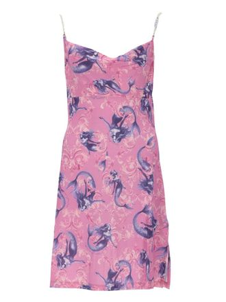 Versace Jeans Couture Pink Mermaid Print Satin Mini Dress
