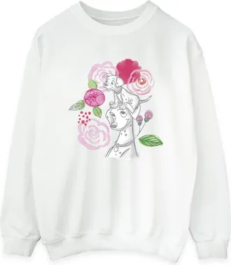 Disney Dames/Dames 101 Dalmati&euml;rs Bloemen Sweatshirt (Wit)