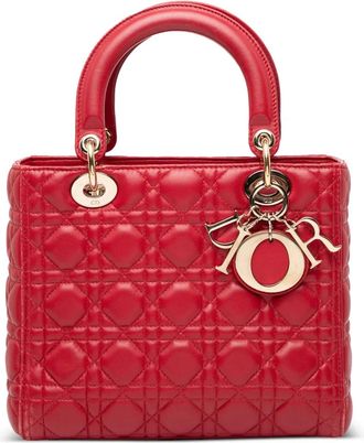 Dior Borsa a tracolla Lady Dior media in pelle di agnello con motivo Cannage 2013 - Rosso