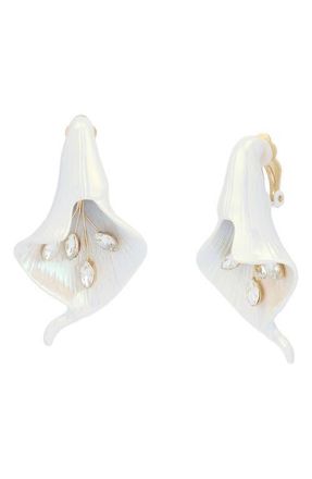 Betsey Johnson Calla Lily Clip-On Earrings in White at Nordstrom