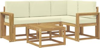 vidaXL Conjunto De Sof&aacute;s De Exterior 5 Uds. Blanco Y Crema Vidaxl
