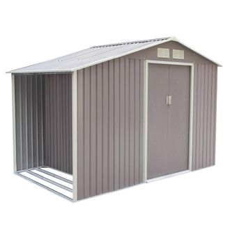 Concept Usine Caseta de jard&iacute;n de acero anticorrosi&oacute;n con le&ntilde;era techada 6,53 m&sup2;