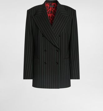Dolce & Gabbana Double-breasted Jacket In Pinstripe Wool - Woman Collection Multi-colored 36