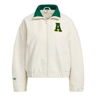adidas (WMNS) adidas Alphabet Print Stand Collar Zip-Up Sports Jacket Asia Sizing White IL6501