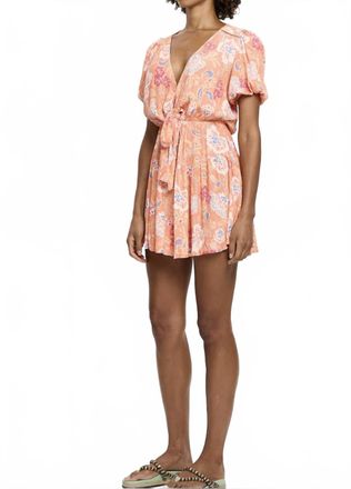 Kivari Rosa Tie Front Mini Dress In Peach