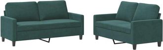 vidaXL Vidaxl - Juego De Sof&aacute;s Con Cojines 2 Piezas Terciopelo Verde Oscuro