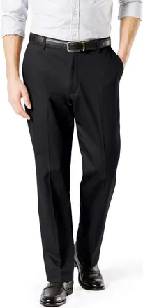 Dockers Signature Khakis Pants Mens Black Pleated Straight Leg UPS1015