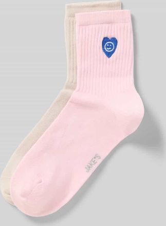 Jake*s Casual Socken mit Motiv-Stitching in Hellrosa, Gr&ouml;&szlig;e 35-38
