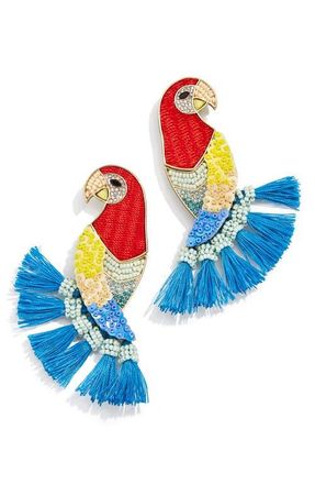BaubleBar Macaw Me Beaded Statement Drop Earrings in Blue/red Multi at Nordstrom