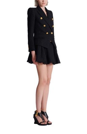 Balmain 6-button tweed jacket in Black at Nordstrom, Size 40 Eu